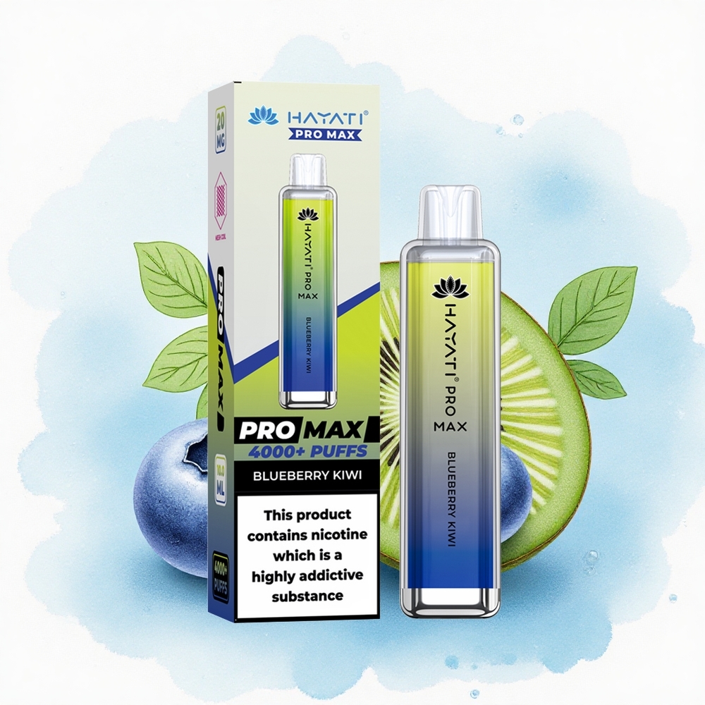 Hayati Pro Max 4000 Puffs Blauwe Bes Kiwi 2% Nicotine 1400mAh