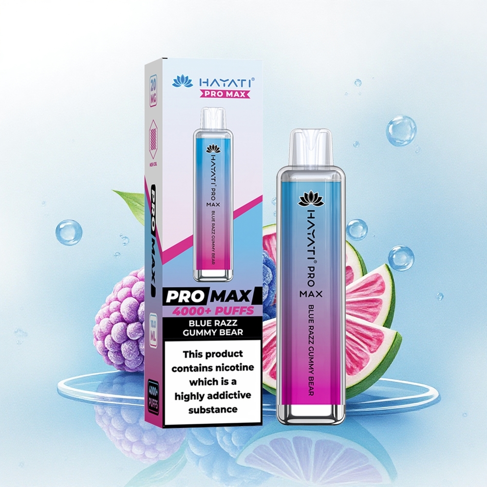 Hayati Pro Max 4000 Puffs Blauwe Framboos Gummy Beer met 2ml tank en 1400mAh batterij