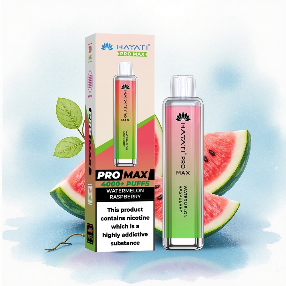 Hayati Pro Max 4000 Puffs Watermeloen Framboos 1400mAh 2% Nicotine