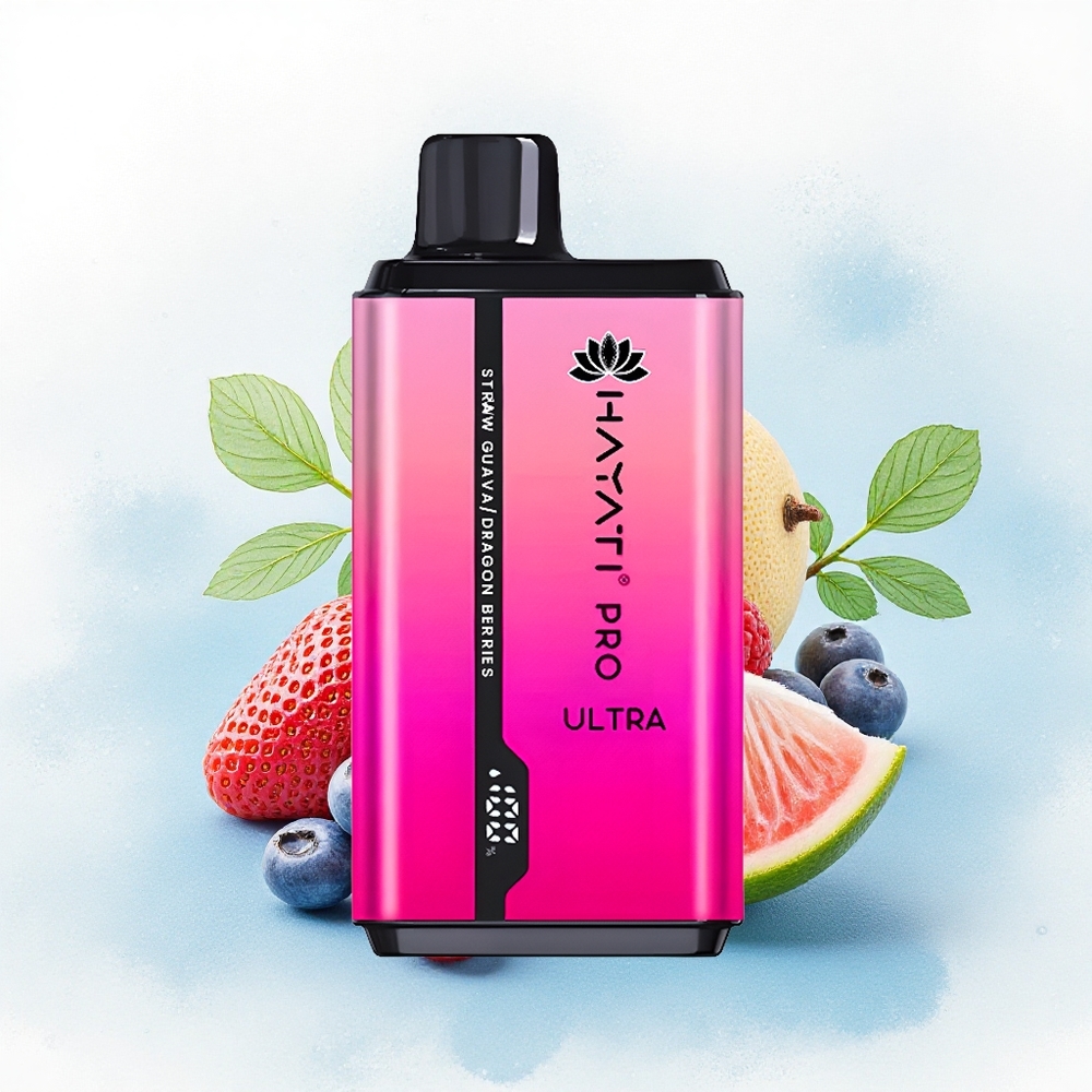 Hayati Pro Ultra 15000 Puffs Aardbei Guava Drakenbessen 850mAh 24ml 2% nicotine