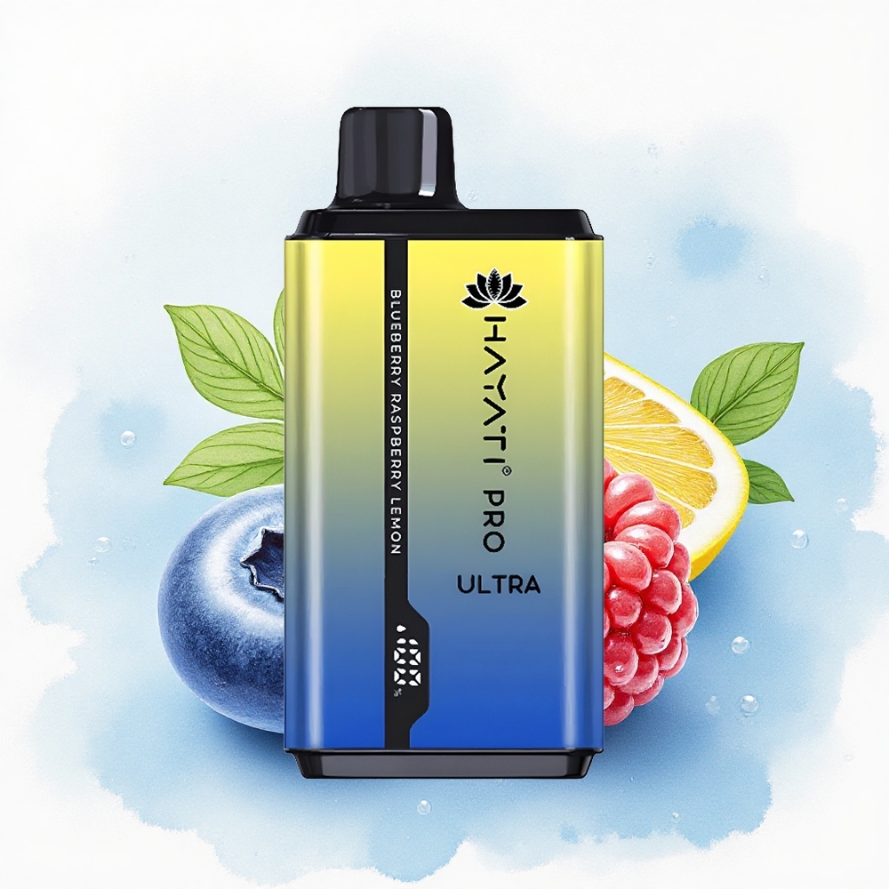 Hayati Pro Ultra 15000 Puffs Blauwe Bes Framboos Citroen met 850mAh en 2% nicotine