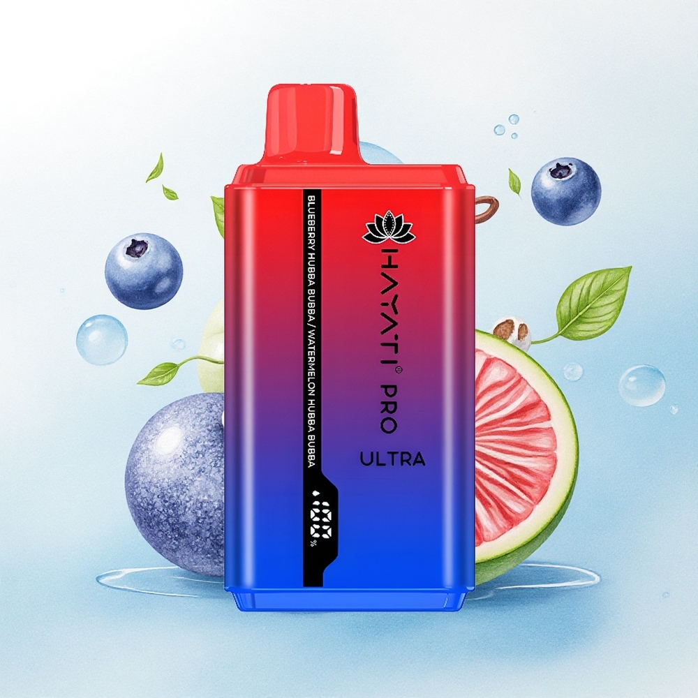 Hayati Pro Ultra 15000 Puffs Blauwe Bes Watermeloen Hubba Bubba 850mAh 24ml 2% Nicotine