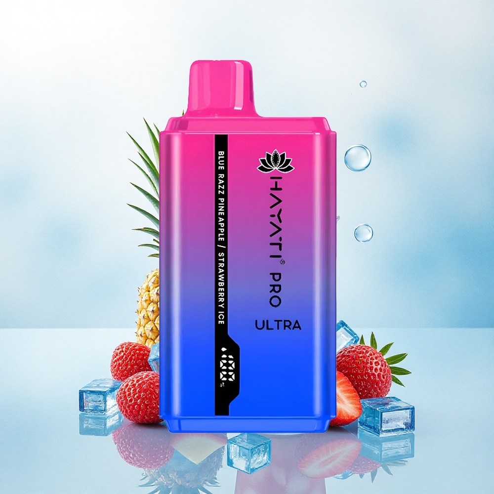 Hayati Pro Ultra 15000 Puffs Blauwe Framboos Ananas Aardbei IJs met 850mAh en 2% nicotine