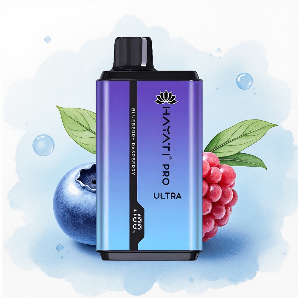 Hayati Pro Ultra 15000 Puffs Blauwebes Framboos 850mAh 2% Nicotine