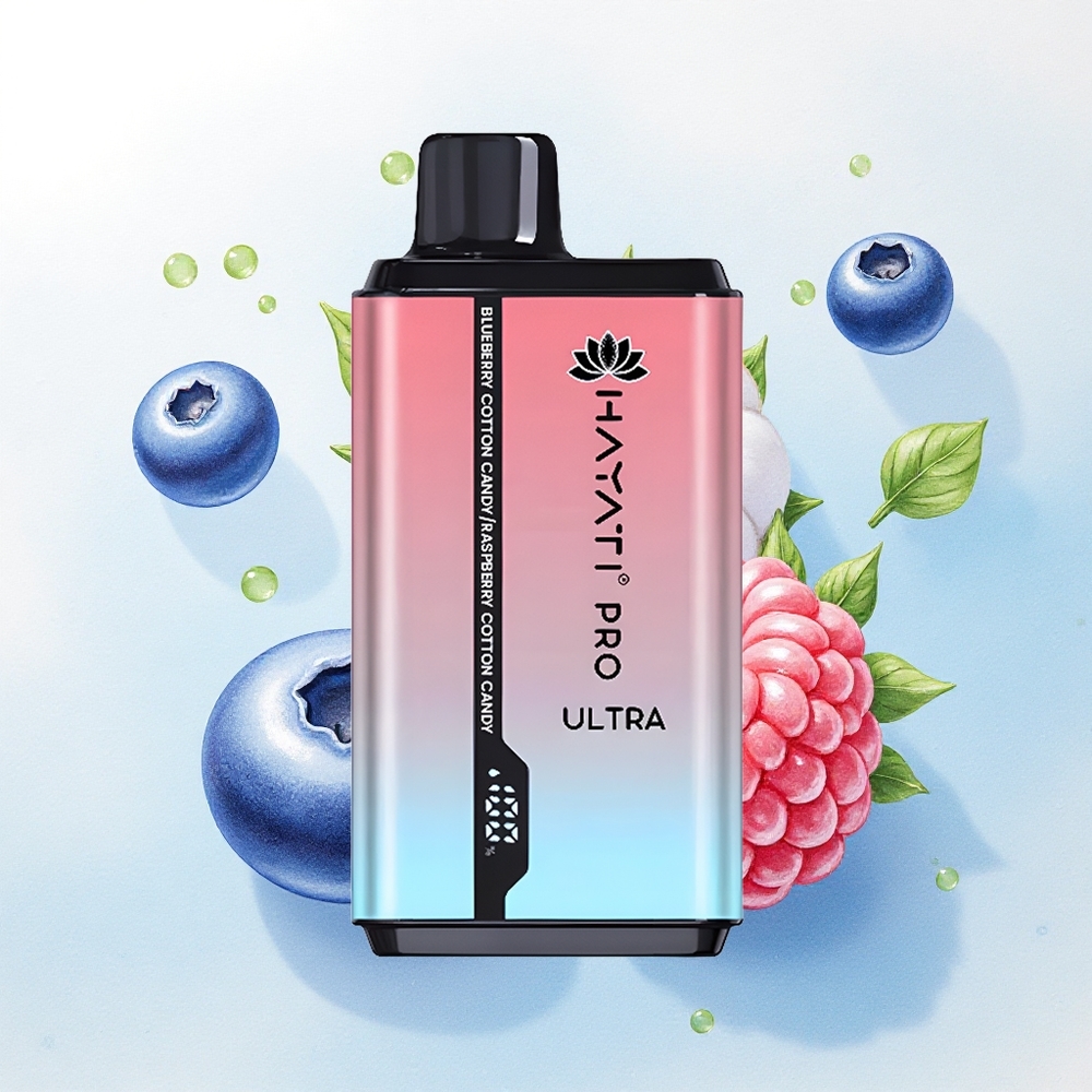 Hayati Pro Ultra 15000 Puffs Blauwebes Katoensuiker Framboos Katoensuiker 850mAh
