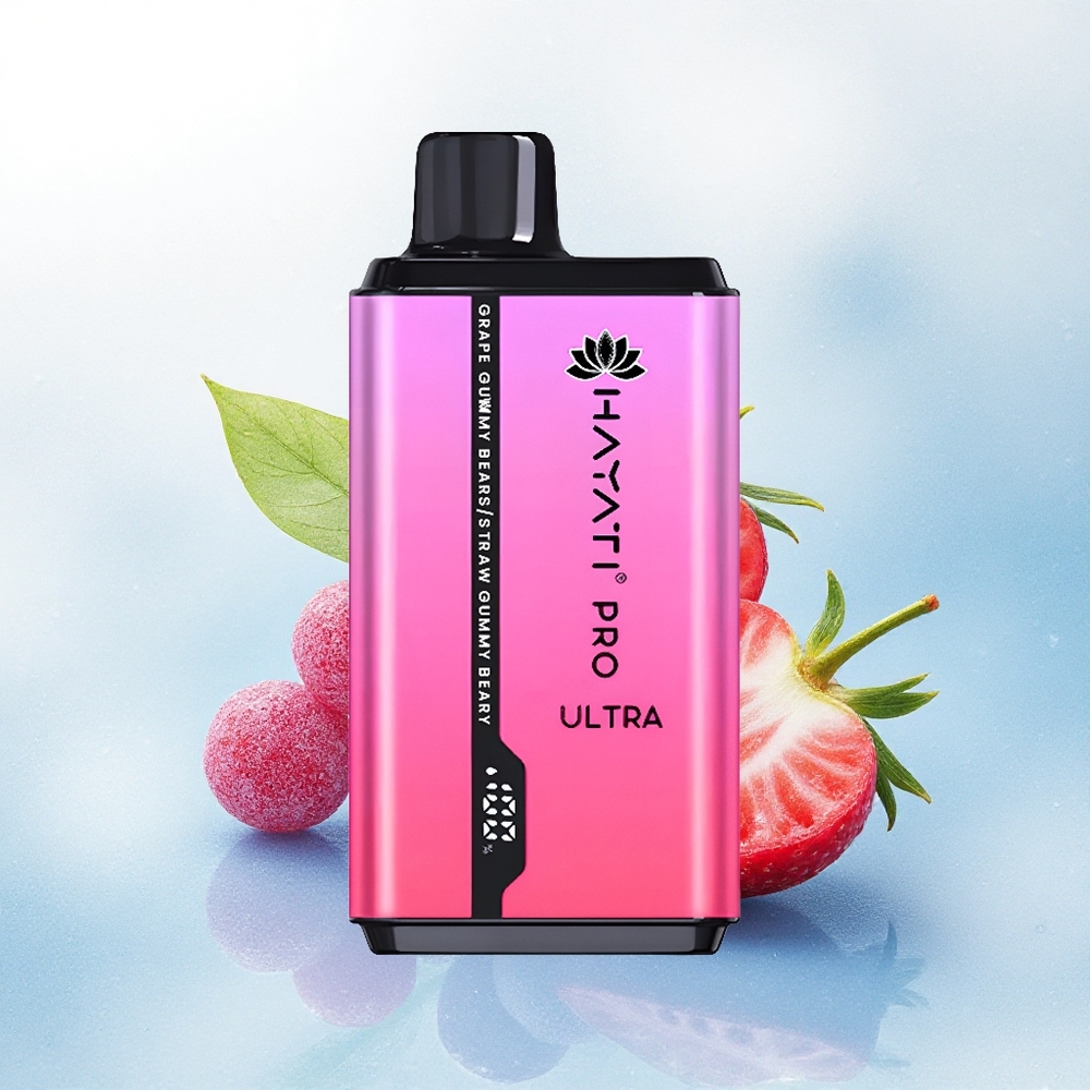 Hayati Pro Ultra 15000 Puffs Druif Gummy Beer Aardbei Gummy Beer met 2% nicotine en 850mAh