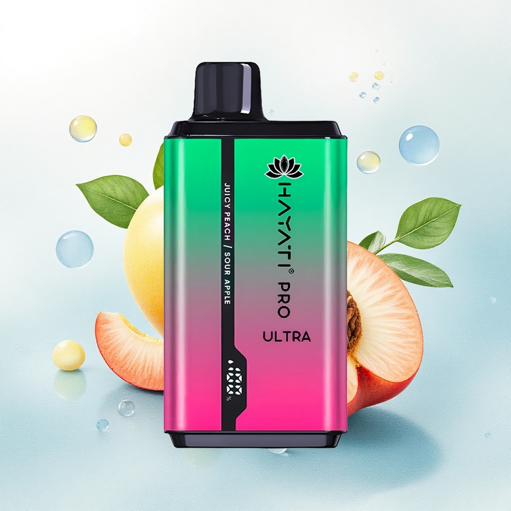 Hayati Pro Ultra 15000 Puffs Zure Appel Sappige Perzik 850mAh 24ml 2% Nicotine