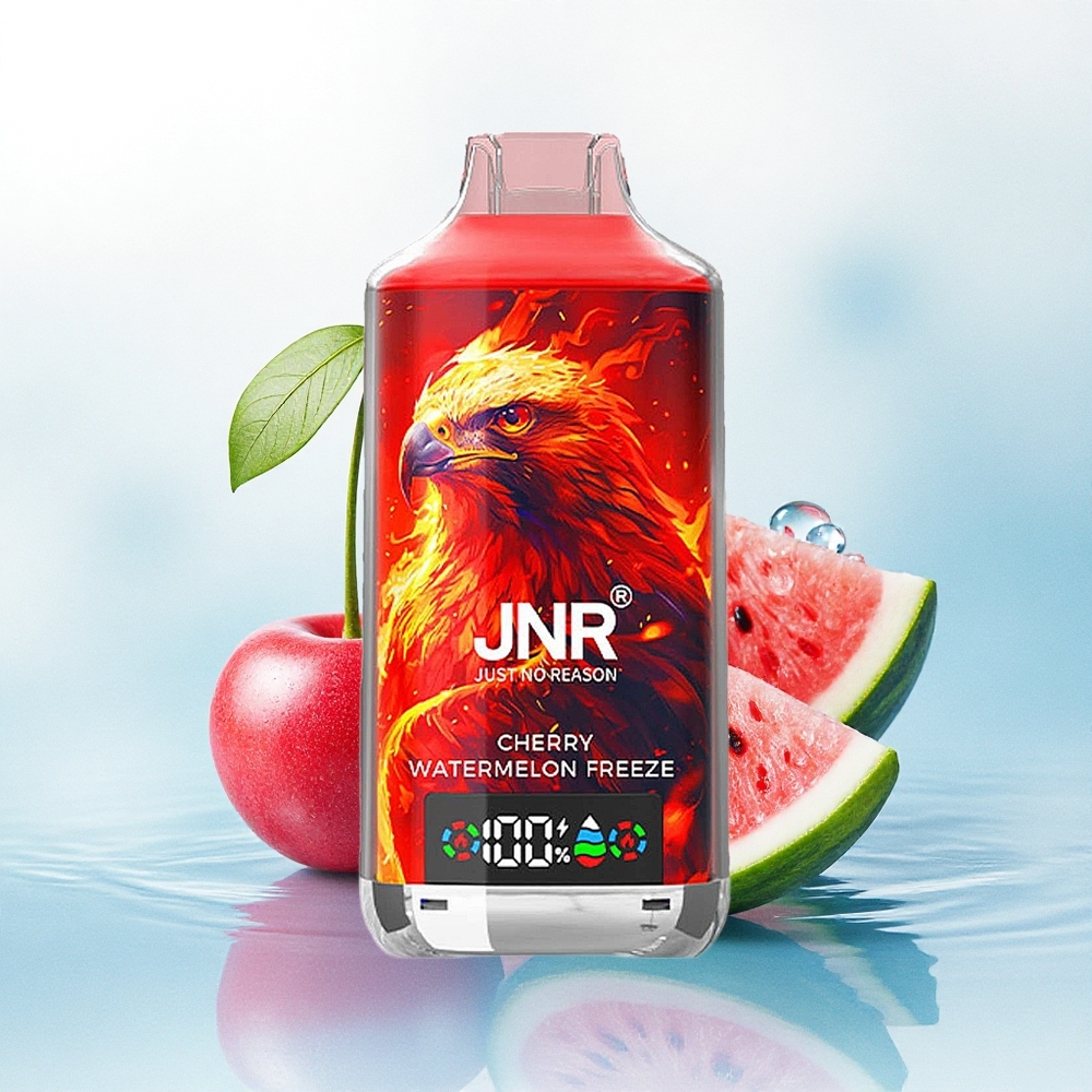 JNR Falcon X 18000 Kers Watermeloen Vries met 750mAh en 24ml vloeistof or Kers Watermeloen Vries met Dual Mesh Coil en 5% nicotine