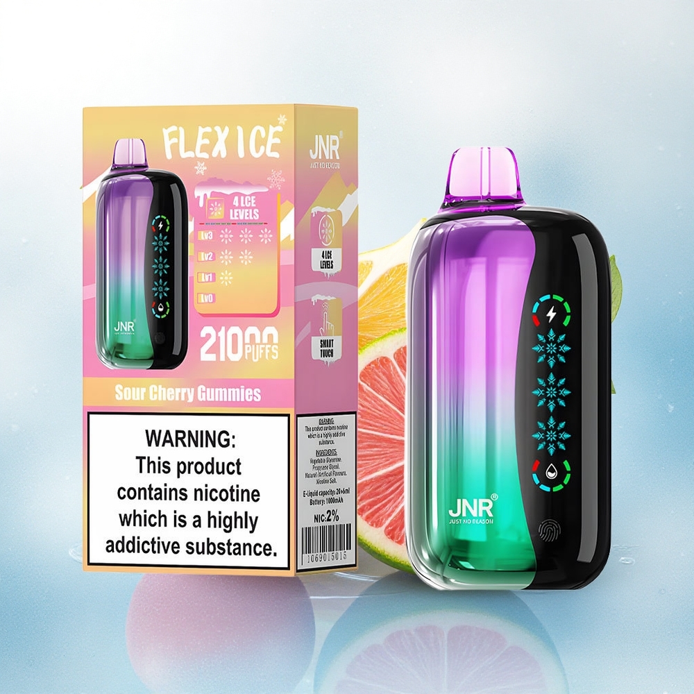 JNR Flex Ice 21000 Zure Kersen Gummies met Aanpasbare Koeling en 1000mAh
