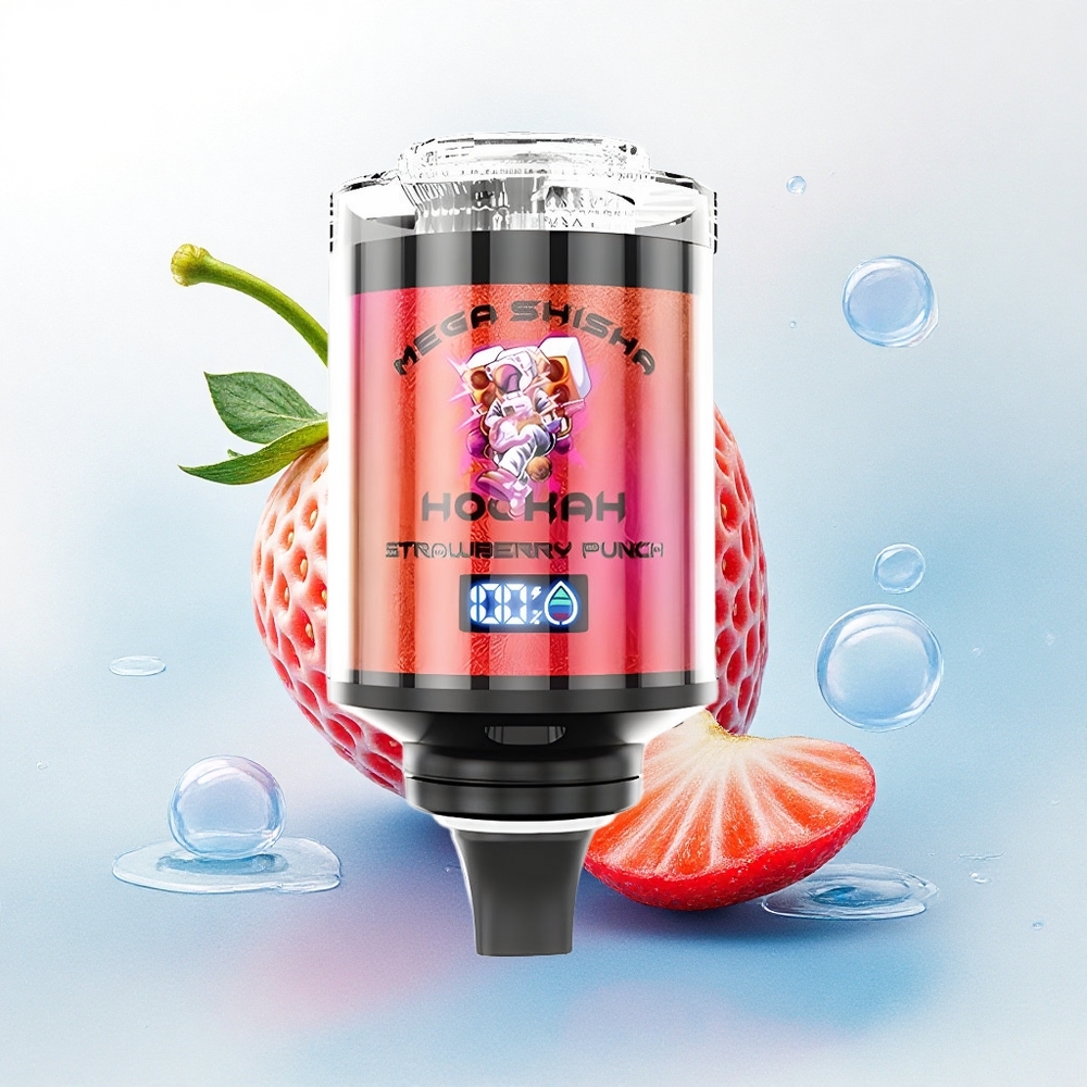 JNR Mega Shisha Hookah 100K Aardbei Punch 2200mAh 2% nicotine
