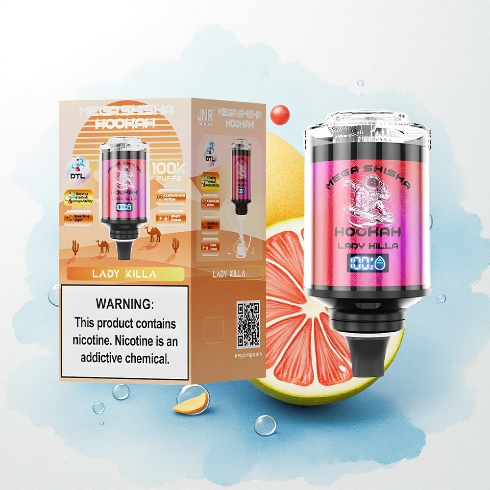 JNR Mega Shisha Hookah 100K Dutch: Dame Doder 2200mAh 60ml Nicotine