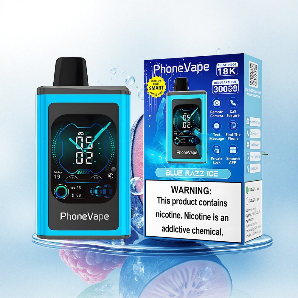 JNR PhoneVape 30000 Blauwe Framboos IJs met 850mAh en Instelbare Luchtstroom