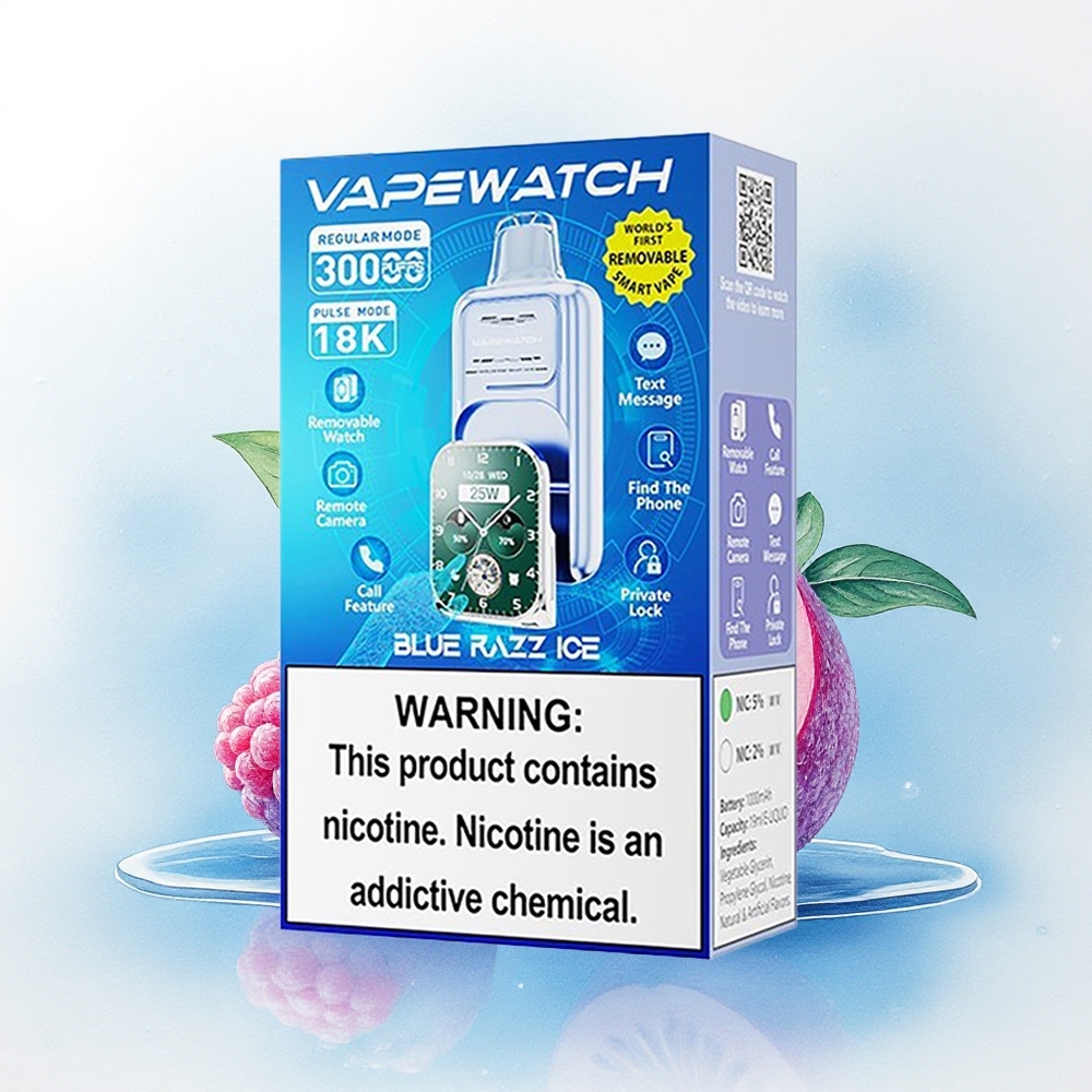 JNR VapeWatch 30000 Blauwe Framboos IJs 1000mAh Dual Mesh