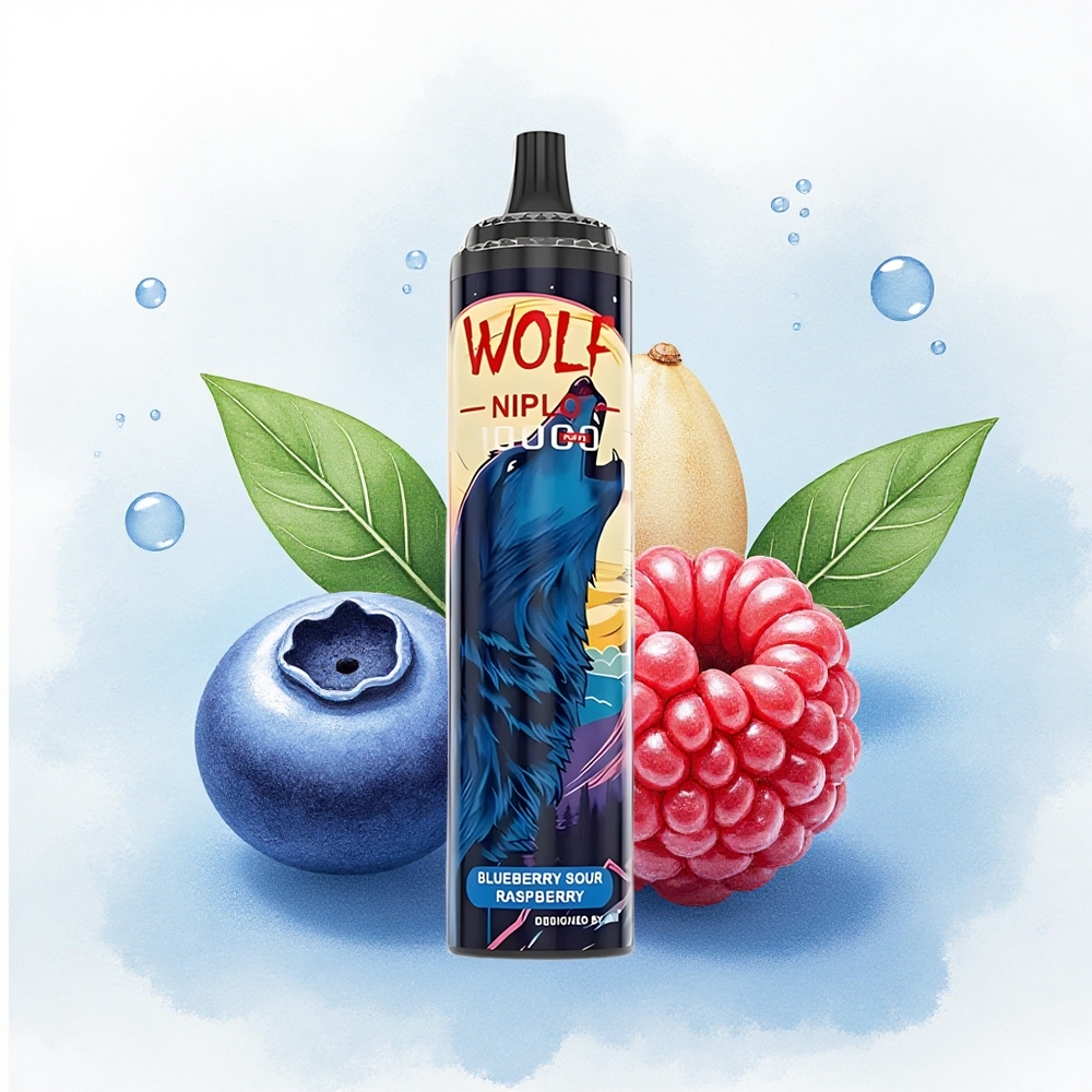 JNR Wolf Niplo 10000 Blauwe Bes Zure Framboos 20ml 5% Nicotine Type-C