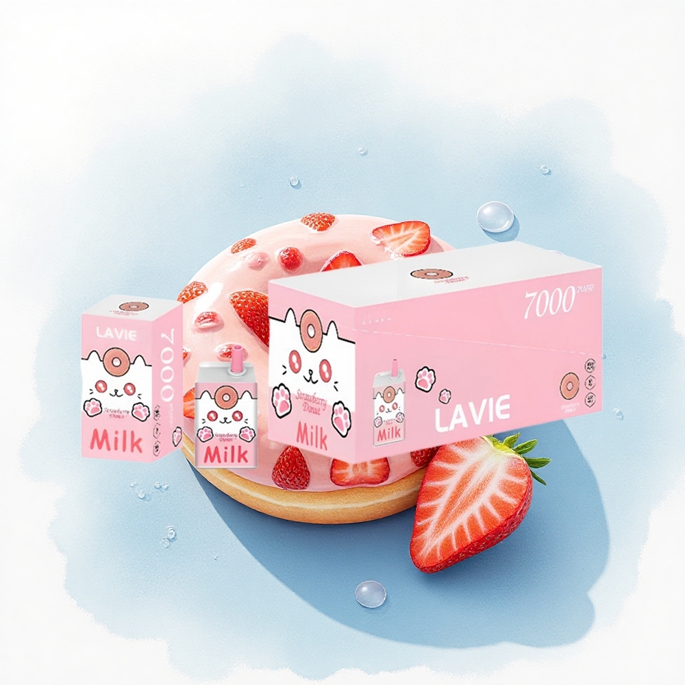 Lavie Milk 7000 Puffs Aardbei Donut 600mAh 16ML 5% Nicotine