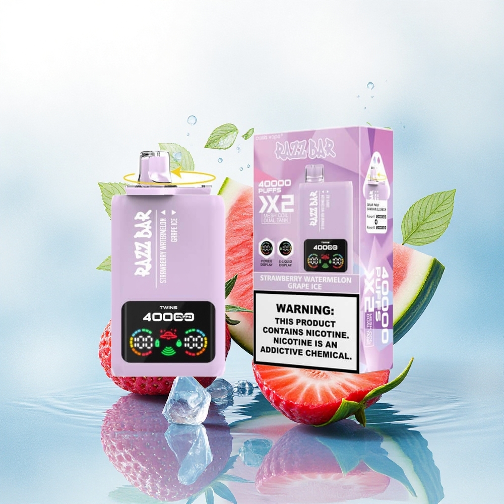 Razz Bar 40000 Puffs Aardbei Watermeloen - Druif IJs met 5% nicotine en 650 mAh