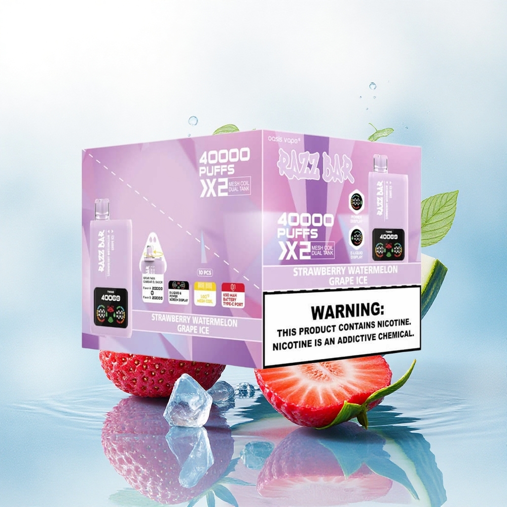 Razz Bar 40000 Puffs Aardbei Watermeloen - Druif IJs met 5% nicotine en 650 mAh
