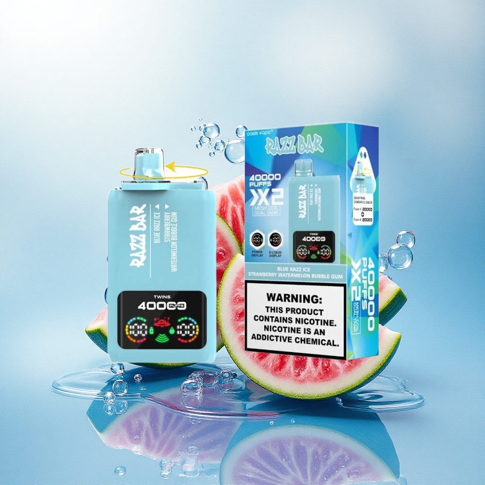 Razz Bar 40000 Puffs Blauwe Framboos IJs-Aardbei Watermeloen Bubble Gum met Mesh Coil en 650 mAh