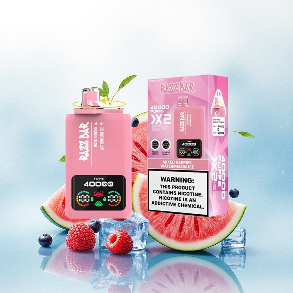 Razz Bar 40000 Puffs Gemengde Bessen - Watermeloen IJs met 650 mAh en 2% nicotine