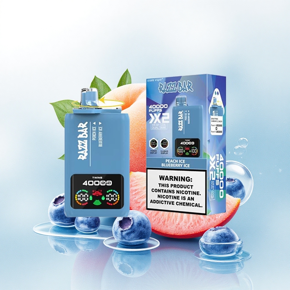 Razz Bar 40000 Puffs Perzik IJs - Bosbes IJs met 650 mAh en 2% nicotine