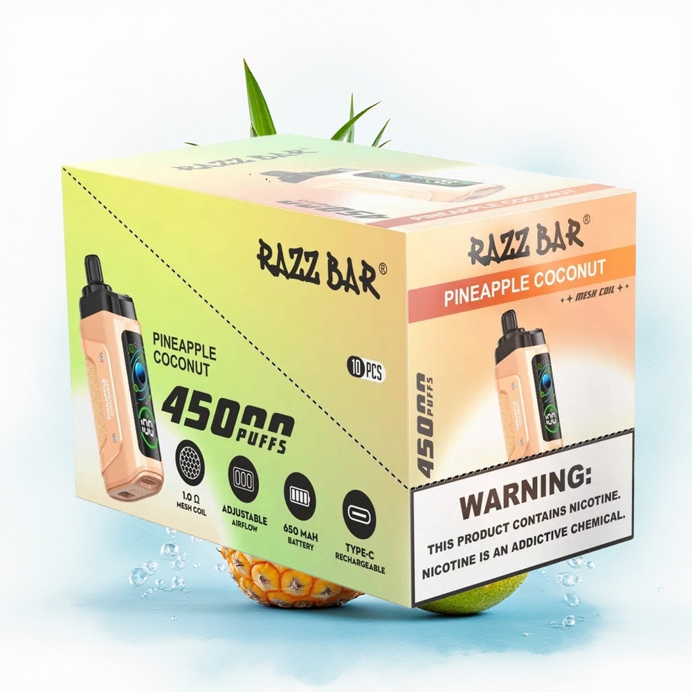 Razz Bar 45000 Puffs Ananas Kokosnoot Type-C Oplaadbaar 20 mg/ml Nicotine