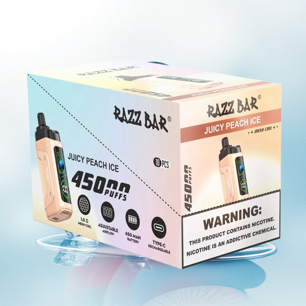 Razz Bar 45000 Puffs Sappige Perzik IJs met Type-C Opladen en 20 mg/ml Nicotine