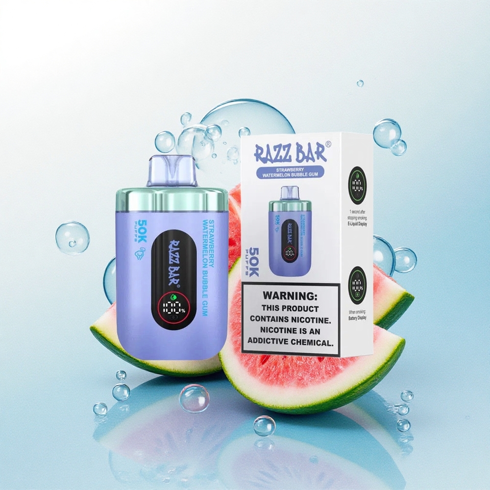Razz Bar 50K Puffs Aardbei Watermelon Kauwgom met 2% Nicotine en 650 mAh