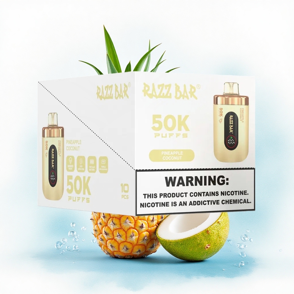 Razz Bar 50K Puffs Ananas Kokosnoot 650 mAh 2% Nicotine