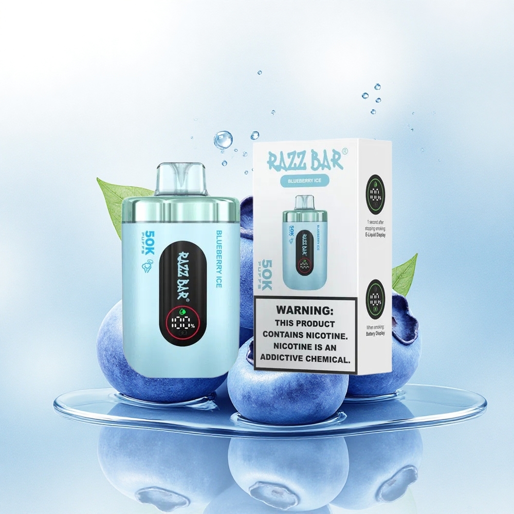 Razz Bar 50K Puffs Blauwe Bes IJs Type-C 650mAh 2% Nicotine