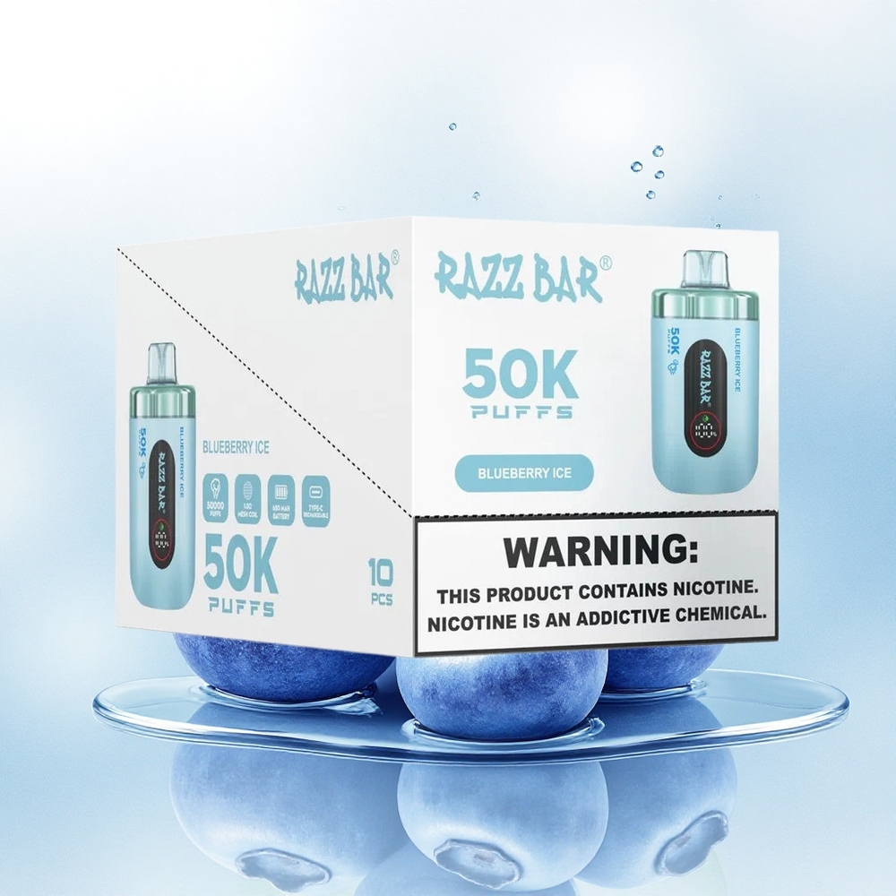 Razz Bar 50K Puffs Blauwe Bes IJs Type-C 650mAh 2% Nicotine