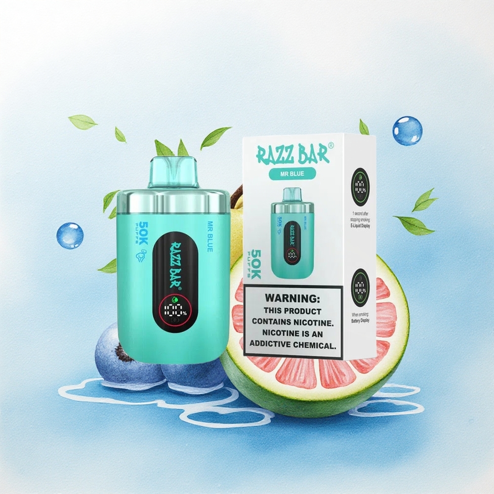Razz Bar 50K Puffs Mr Blauw 1.0 Ohm Mesh Coil Type-C Oplaadbaar