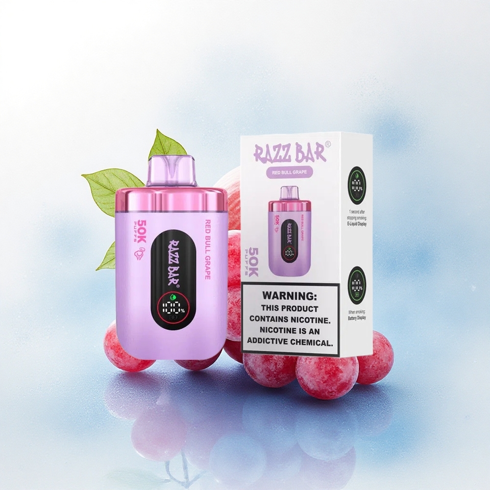 Razz Bar 50K Puffs Red Bull Druif Type-C Oplaadbaar 650 mAh 2% Nicotine