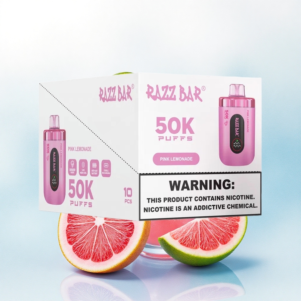 Razz Bar 50K Puffs Roze Limonade 650 mAh 2% Nicotine Disposable